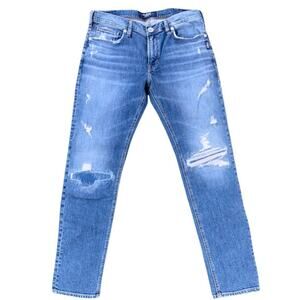 Silver Mens Taavi Distressed Indigo Blue Jeans Size 32x32